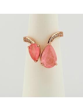 Bomb Party Ring Sz 7 "Warm Wishes" Rose Quartz +Quartz on Rose Gold